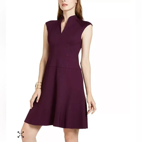 Nanette Lepore,Fit and Flare silhouette Knee Length Sleeveless Plum Dresssize 10 - Picture 3 of 12